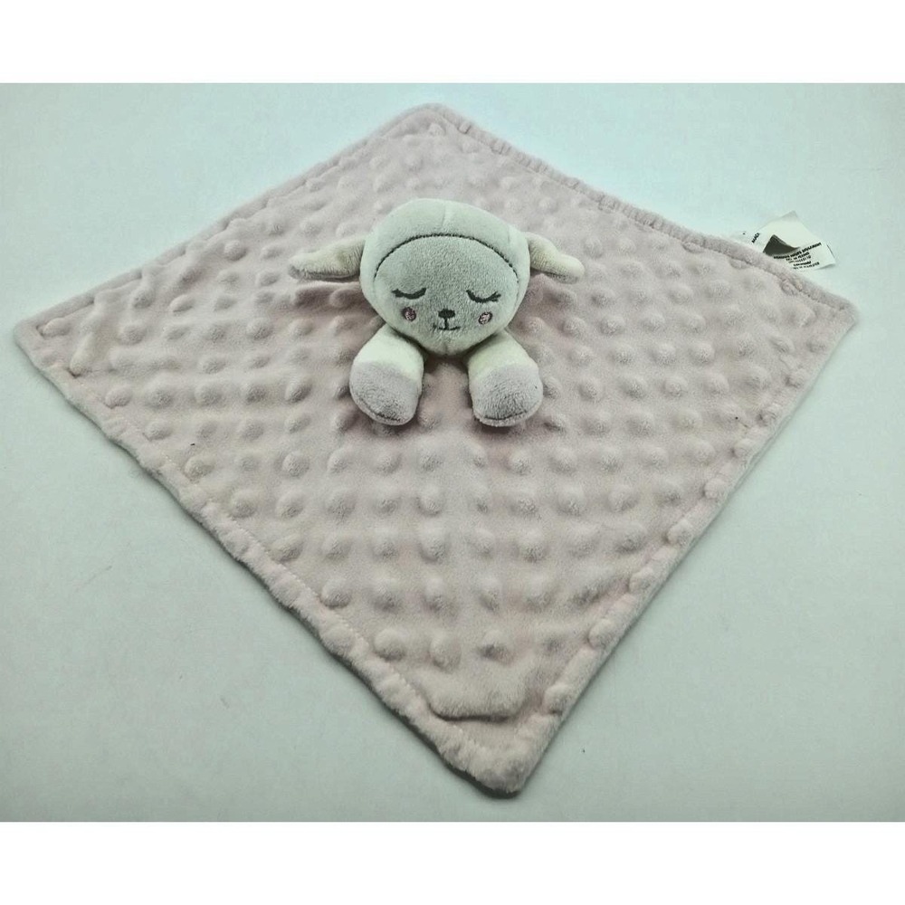Pink‎ Sleeping Lamb Lovey Security Blanket Textured Plush Baby Comfort Toy
